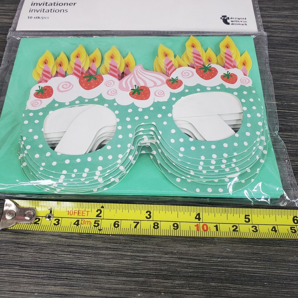 Wearable Birthday Party Cake And Candle INVITATIONS Paper Glasses - 10 Count - Picture 4 of 5